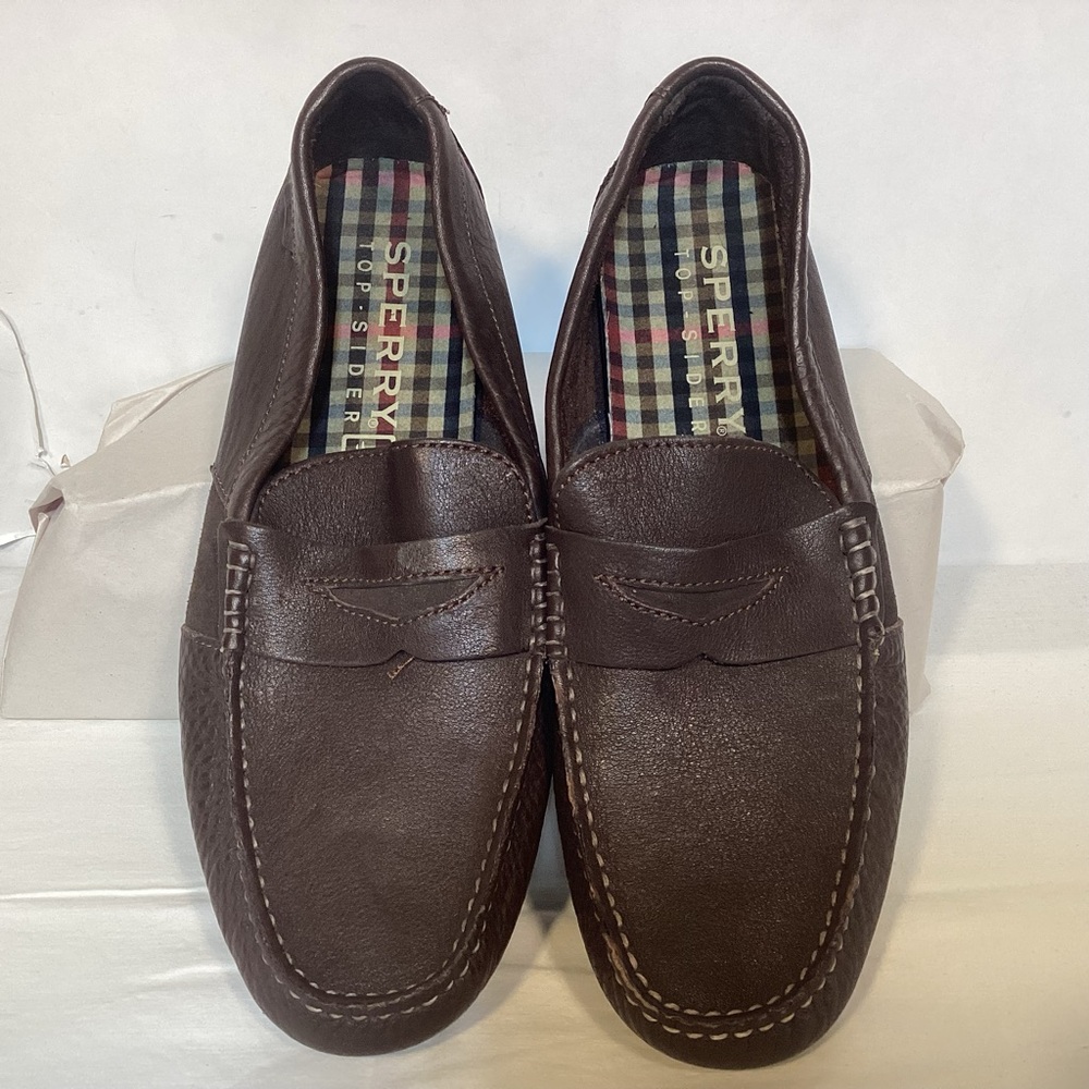Men’s Sperry Top-sider Brown Leather  Penny Loafers Driving Style Moccasin